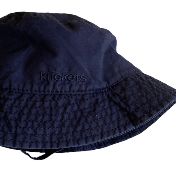 Krickets Navy Blue Embroidered Bucket Hat with Snaps 100% Cotton 0-6 Months - Picture 2 of 7
